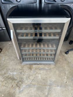 Stainless Steel Wine Cooler with Wood Shelves