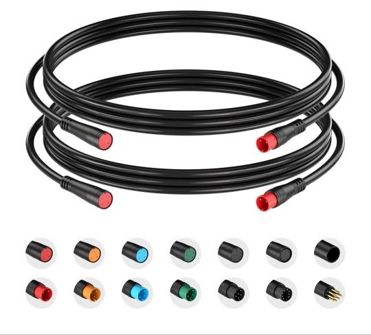 NEW! (2) pair Ebike Extension Cable 2Pin Waterproof Plug Works for Electric Bicycle Light/Throttle/Ebrake/Display Ebike Parts Extend Cable 2pin 50cm