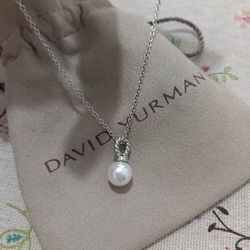 David Yurman Plated Freshwater Pearl Pendant Chain Necklace