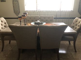 MARBLE TABLE AND 6 CHAIRS SET