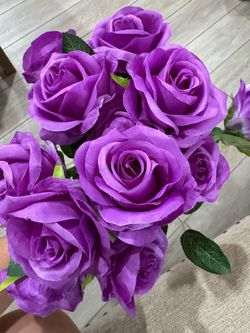 Purple Artificial Silk Rose Flowers