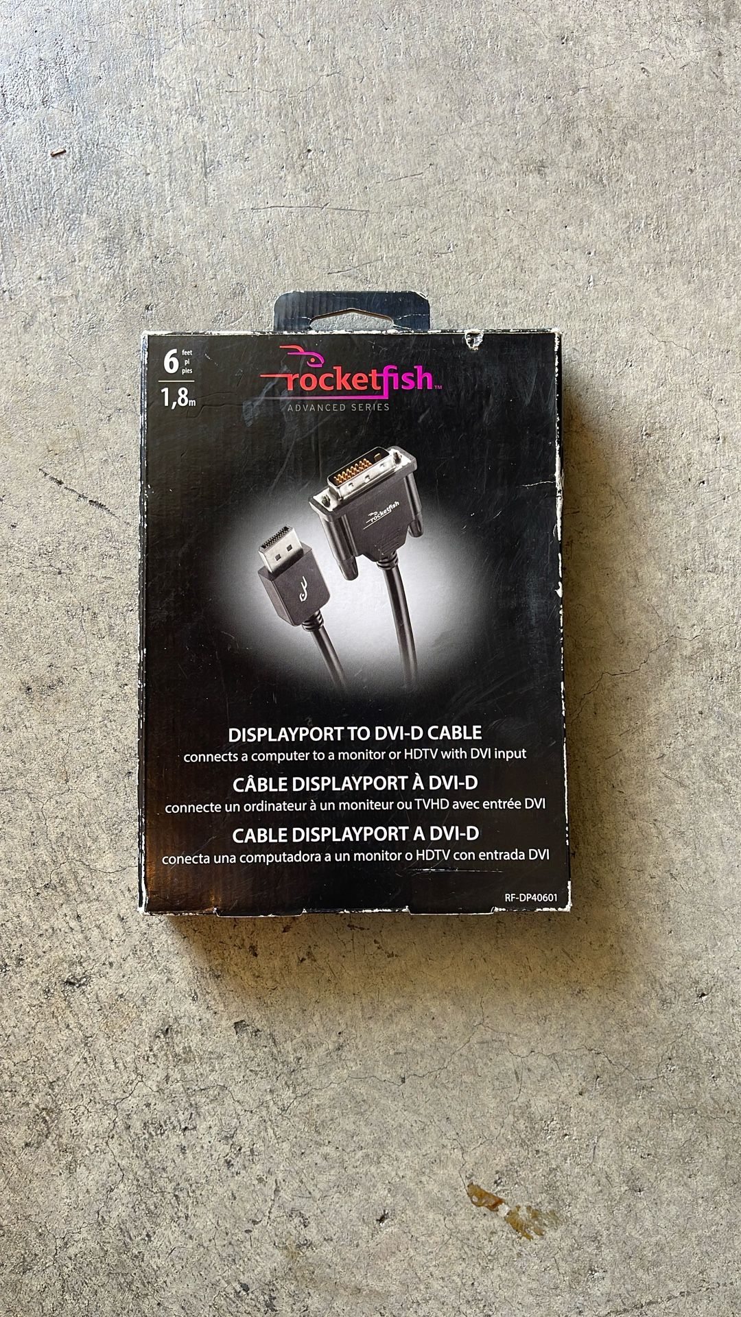 New Rocketfish RF-DP40601 Displayport to DVI-D Cable - 6FT