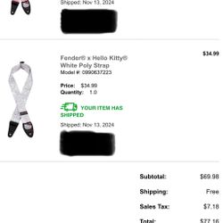 Fender X Hello Kitty Guitar Poly Strap