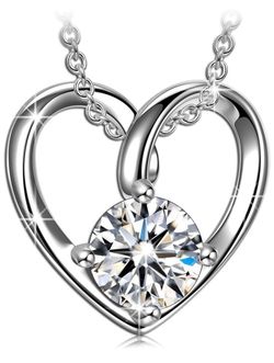 Brand New Heart-Shape Diamond Pendant Cupid's Arrow White Gold Plated Necklace Gifts for Her Necklace for Women 18"+2" Extender