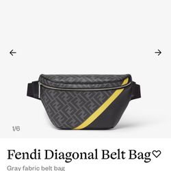 Fendi Diagonal Belt Bag Gray fabric belt bag