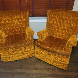 Vintage Pair Crushed Velvet Chairs