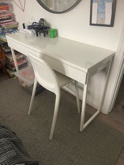 IKEA White Desk with Glass Top
