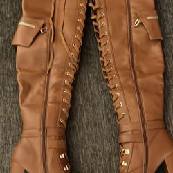 Size 8 1/2 Thigh High Brown Boots