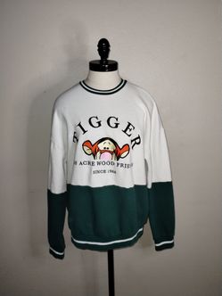 Disney Tigger Colorblock Sweatshirt  White Green 100 Acre Wood X Small