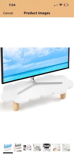 Monitor Stand Riser,Cloud Shape Wood Computer Monitor Stand, 16.5IN Monitor Stand Riser, Multi-Purpose Desktop Organizer Riser for Computer,Laptop,Pri