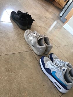 Men’s Nike size 12 ‘cordura’ $10+ black/grey size 12 Nike w/air pockets $15+Like new 👍🏼blue size 11 Nikes w/air $25-ALL 3 for $39-great👍🏼deal - Mu