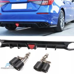 Fit 22-23 Honda Civic Sedan 4-Door IKON PP Rear Bumper Diffuser - Gloss Black