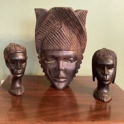 African Head Carvings In Ebony