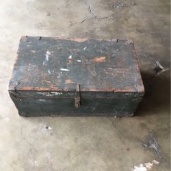 wood vintage military foot locker