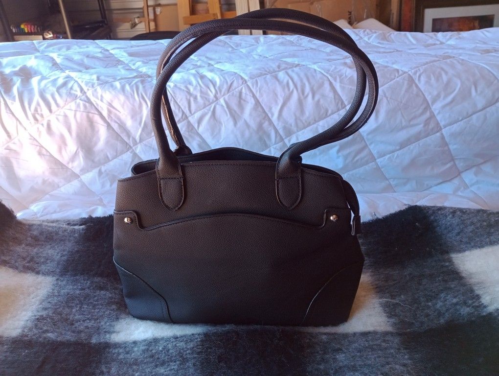 Womens Bueno Black Leather Strap Vintage Hobo Bag Purse