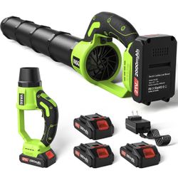 Leaf Blower Cordless, 3 x 21V Batteries & Fast Charger Set, Variable Speed Mode, Lightweight Handheld Electric Leaf Blower for Lawn Care, Yard, Garden