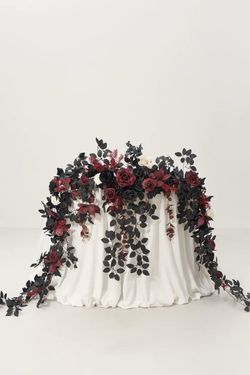 9ft black and burgundy fake flower garland
