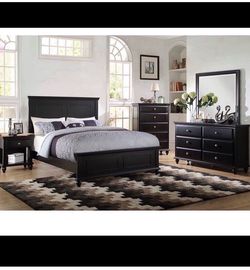 4- Pc Bedroom set Dresser,Mirror Nightstand (1) Queen size bed frame Not including Mattress and Box Sp