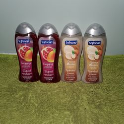 2 Energizing Pomegranate & Mango Sprits/2 Creamy Moisture Buttery Shea & Almond Oil Softsoap 20oz Bodywash 