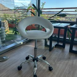 White Leather Swivel Chair