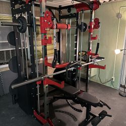 Smith Machine 200 | Adjustable Bench | 245lb Cast Iron Olympic Weights | 7ft Olympic Bar | Fitness | Gym Equipment | FREE DELIVERY/INSTALLATION 🚚 🛠️