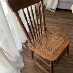 Vintage Cane Spindle Rocking Chair 