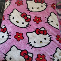 Small Kid Sized Hello Kitty Blanket.