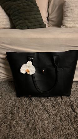 Black Faux Leather Tote Bag