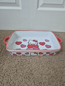 Hello Kitty Valentines Love Heart Ceramic Baking Pan 12.5" x 8.5" Baker