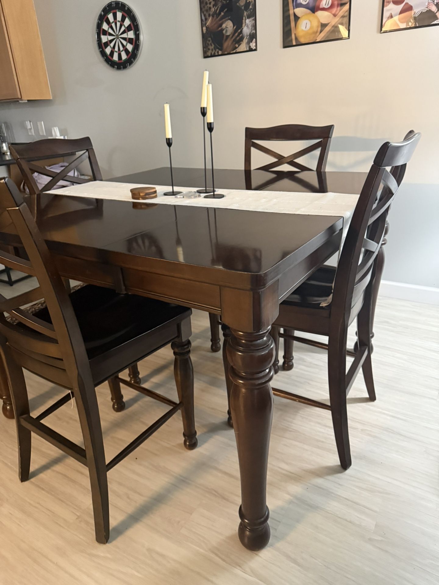 Dark Brown Wooden Dining Table