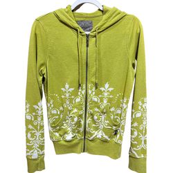 Prana Women’s Pistachio Green Damask Accent Design Full Zip Jacket Size XS