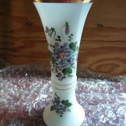 Vintage Hand Painted Milk Glass Vase