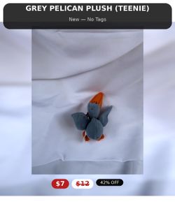 Ty Teenie Beanie Babies Grey Pelican Plush (Scoop) — New, No Tag