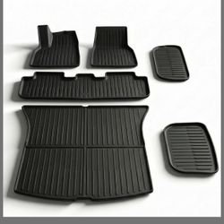 6 Pcs For Tesla Model Y Juniper Accessories 2025 2026 (Not Fit Standard) All Weather TPE Anti-Slip Floor Mats & Cargo Liner Front Frunk Rear Trunk Mat