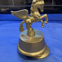 Vintage Solid Brass Pegasus Winged Horse On Stand 