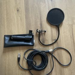 Shure SM57 Microphone Recording Bundle – New w/ Phantom Power Cable + Pop Filter