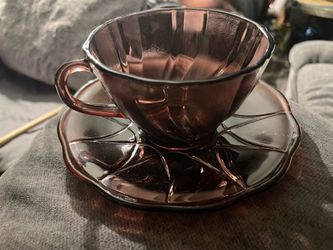 Vereco France Amethyst Swirl Teacup and Saucer
