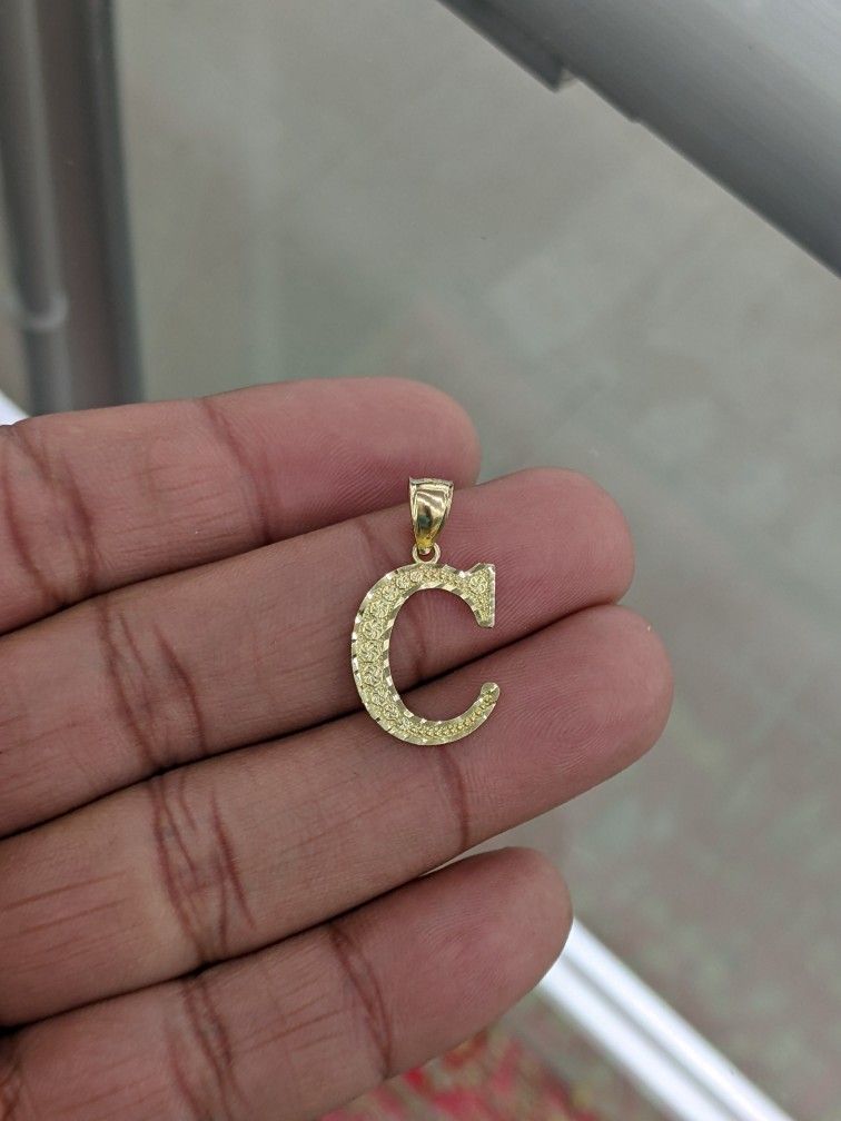 10kt Real Gold Initial C Pendant 