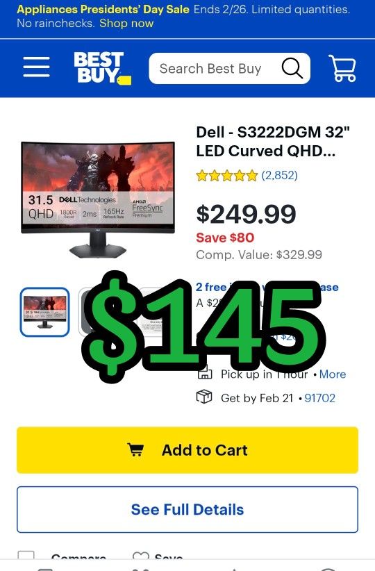 Dell - S3222DGM 32" LED Curved