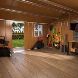 12x10 FT Heavy-Duty Metal Storage Shed with Windows, Lockable Door & Ventilation - Weatherproof Outdoor Garden Shed for Backyard, Lawn, and Tool Organ