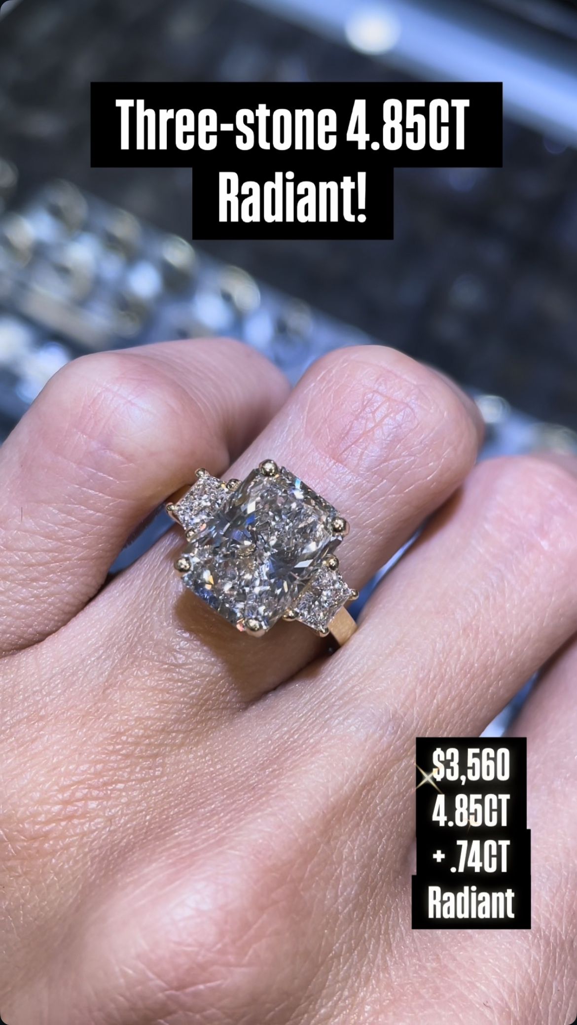 14K 4.85CT +.74CT Radiant Engagement Ring