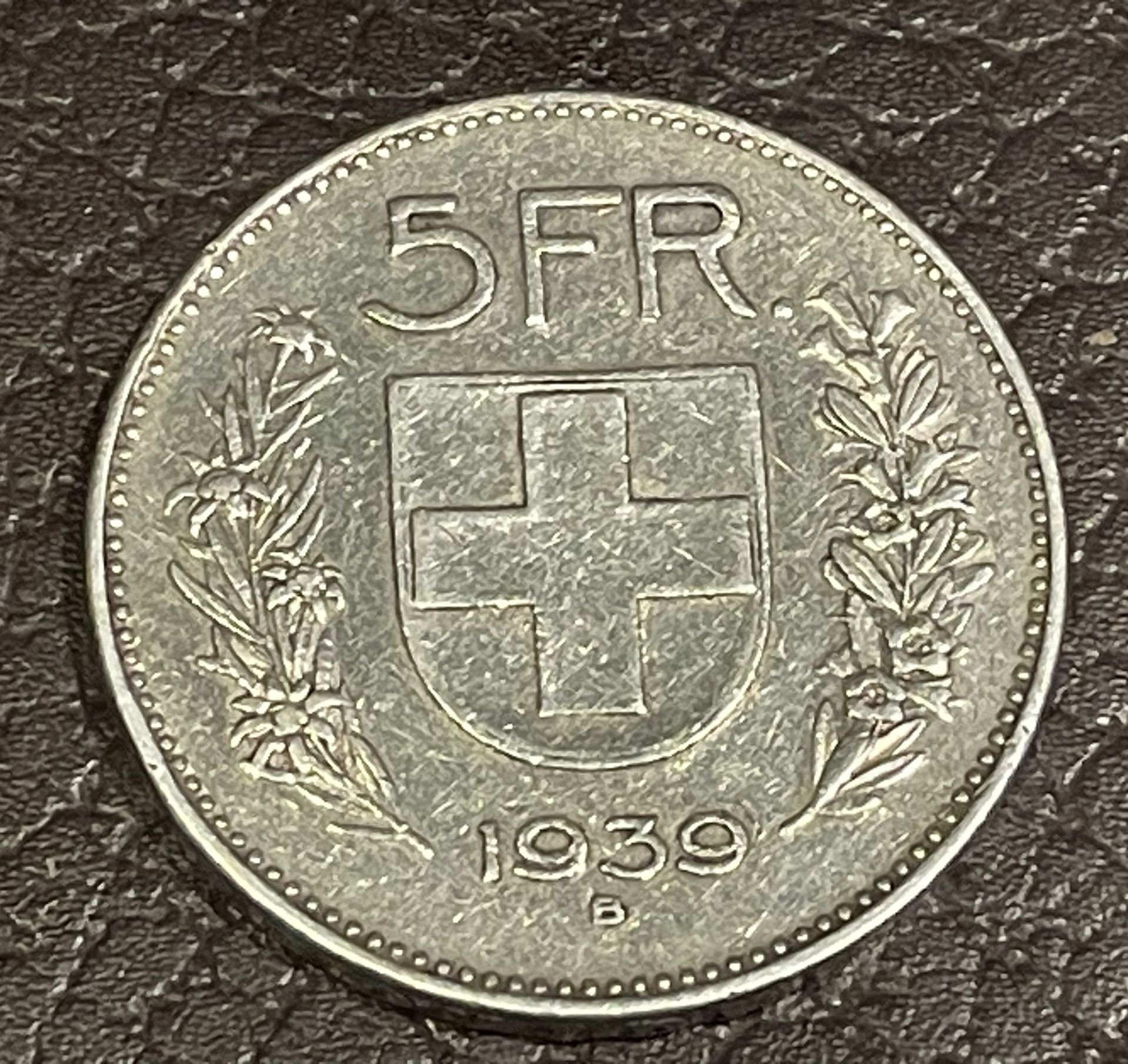 5 Franks 1939 Coin Of Switsland