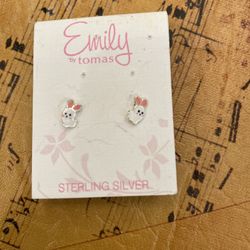 New silver TMA enamel rabbit earrings for children