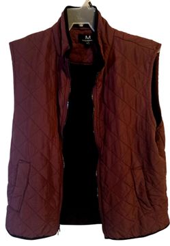 Magaschoni Women’s L/6 Burgundy Quilted Vest Full Zip Fleece Lined Pockets