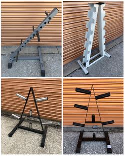 Olympic & Standard Plate Trees/Racks, Dumbbell Racks/ Bar Holders, Medicine/Wall/Slam Ball Racks