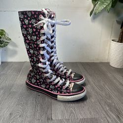 Converse CTAS All Star X-High Knee Hearts Zipper Casual Sneakers Kids Sz 2