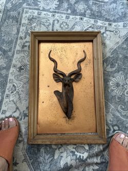 Vintage 3-D Gazelle Made Of Resin With Copper Background