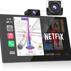 New-Portable Carplay Screen for Car - 9" Wireless CarPlay & Android Auto Touchscreen with DashCam, Bluetooth, GPS Navigator, Voice Control, Music Play