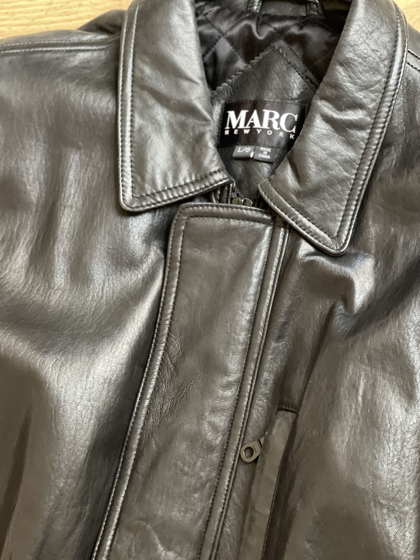 Andrew Marc Men’s Lambskin Leather Car Coat Parka, Size Large