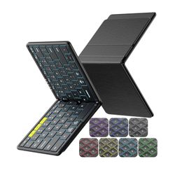 Samsers Full-Size Foldable Bluetooth Keyboard, KF08X Wireless Folding Keyboard with Backlight, Portable Travel Keyboards for iPhone iPad Smartphone Ta